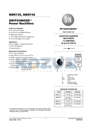 MBR745G datasheet - SWITCHMODE Power Rectifiers