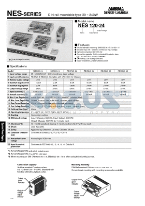 NES120-24 datasheet - DIN rail mountable type 30 ~ 240W