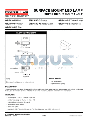 QTLP610C-IG datasheet - SURFACE MOUNT LED LAMP SUPER BRIGHT RIGHT ANGLE