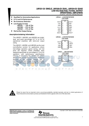 LMV321-Q1 datasheet - LOW-VOLTAGE RAIL-TO-RAIL OUTPUT OPERATIONAL AMPLIFIERS