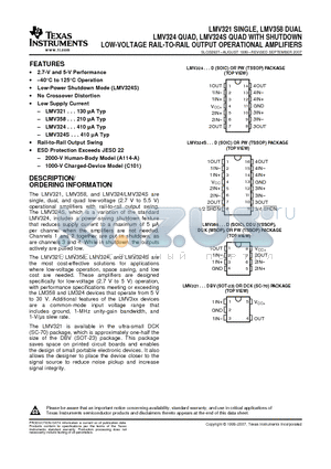 LMV321 datasheet - LOW-VOLTAGE RAIL-TO-RAIL OUTPUT OPERATIONAL AMPLIFIERS