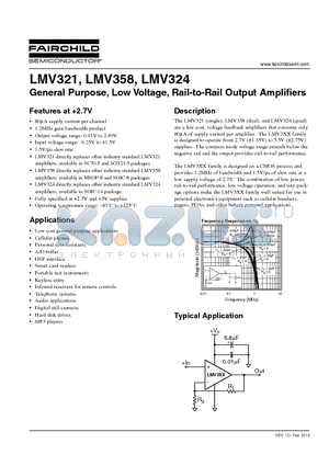 LMV321AP5X_12 datasheet - General Purpose, Low Voltage, Rail-to-Rail Output Amplifiers