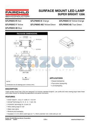 QTLP650C-E datasheet - SURFACE MOUNT LED LAMP SUPER BRIGHT 1206