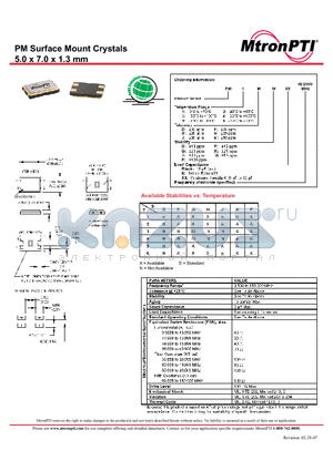 PM1DHS datasheet - Surface Mount Crystals