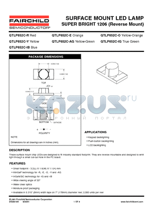 QTLP652C-O datasheet - SURFACE MOUNT LED LAMP SUPER BRIGHT 1206 (Reverse Mount)