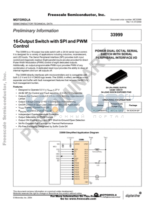 PC33999EK/R2 datasheet - 16-Output Switch with SPI and PWM Control
