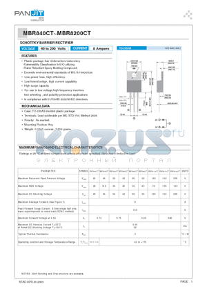 MBR8100CT datasheet - SCHOTTKY BARRIER RECTIFIER