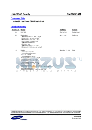 KM62256DLG-5 datasheet - 32Kx8 bit Low Power CMOS Static RAM