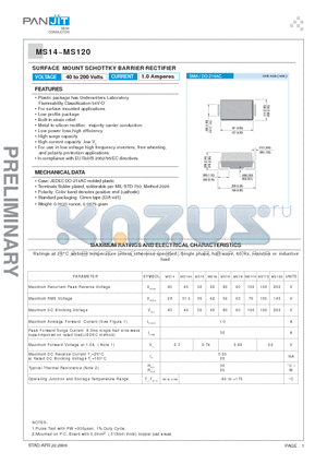 MS110 datasheet - SURFACE MOUNT SCHOTTKY BARRIER RECTIFIER