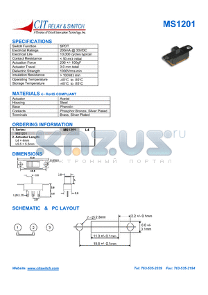 MS1201 datasheet - CIT SWITCH