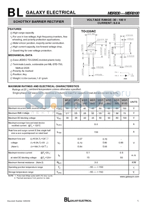 MBR840 datasheet - SCHOTTKY BARRIER RECTIFIER