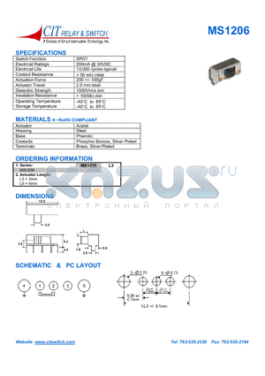 MS1206L6 datasheet - CIT SWITCH