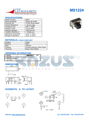 MS1224L9 datasheet - CIT SWITCH