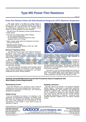 MS126 datasheet - Power Film Resistors