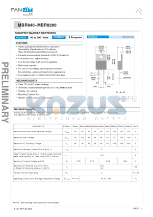 MBR860 datasheet - SCHOTTKY BARRIER RECTIFIERS