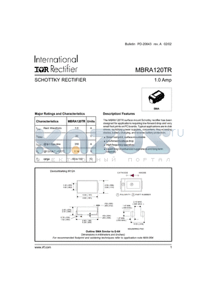 MBRA120TR datasheet - SCHOTTKY RECTIFIER