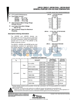 LMV331IDCKR datasheet - GENRAL-PURPOSE LOW-VOLTAGE COMPARATORS