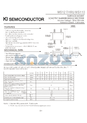 MS14 datasheet - SURFACE MOUNT SCHOTTKY BARRIER BRIDGE RECTIFIER