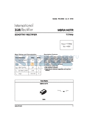 MBRA140TR datasheet - SCHOTTKY RECTIFIER