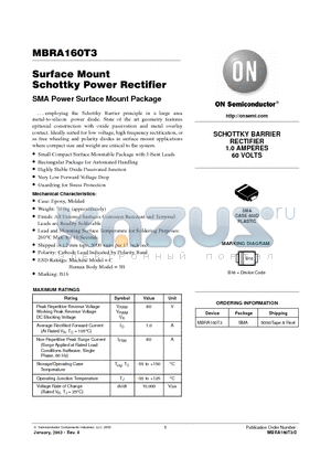 MBRA160T3 datasheet - Surface Mount Schottky Power Rectifier