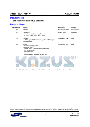 KM681000CLP-5 datasheet - 128K x8 bit Low Power CMOS Static RAM