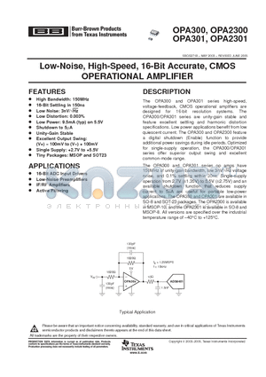 OPA2301AIDG4 datasheet - Low-Noise, High-Speed, 16-Bit Accurate, CMOS OPERATIONAL AMPLIFIER