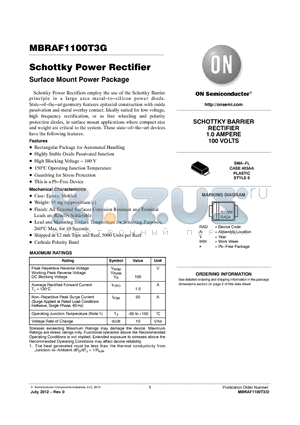 MBRAF1100T3G datasheet - Schottky Power Rectifier