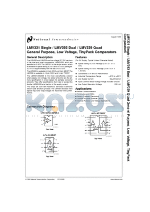 LMV339M datasheet - General Purpose, Low Voltage, TinyPack Comparators