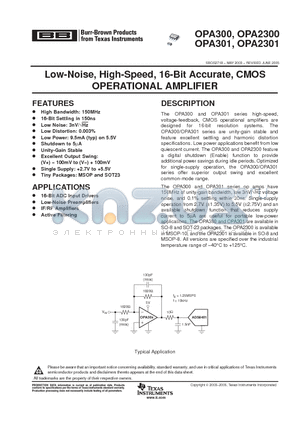 OPA2301 datasheet - Low-Noise, High-Speed, 16-Bit Accurate, CMOS OPERATIONAL AMPLIFIER