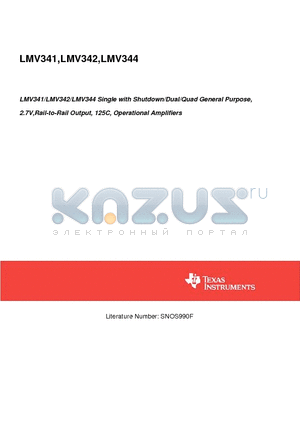 LMV341MGX datasheet - Single with Shutdown/Dual/Quad General Purpose, 2.7V,Rail-to-Rail Output, 125C, Operational Amplifiers