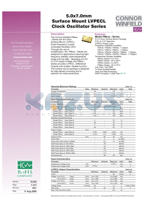 PM213-155.52M datasheet - 5.0x7.0mm Surface Mount LVPECL Clock Oscillator Series