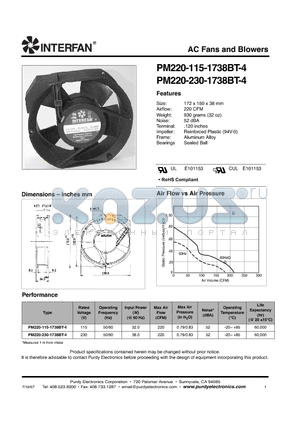 PM220-115-1738BT-4 datasheet - AC Fans and Blowers