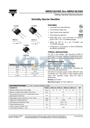 MBRB1060 datasheet - Schottky Barrier Rectifier