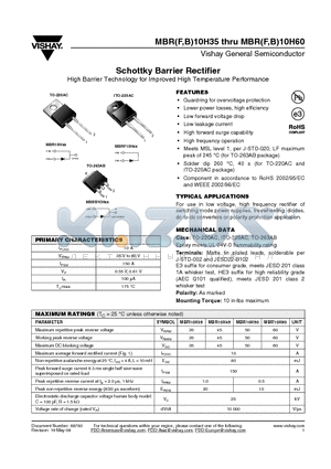 MBRB10H45-E3/81 datasheet - Schottky Barrier Rectifier