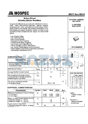 MS18 datasheet - SCHOTTKY BARRIER RECTIFIERS(1.0A,20-40V)
