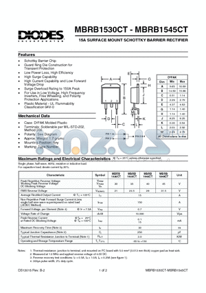 MBRB1535CT datasheet - 15a SURFACE MOUNT SCHOTTKY BARRIER RECTIFIER