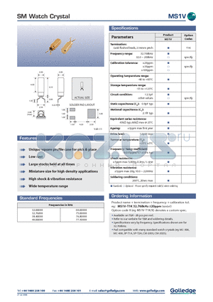 MS1V datasheet - SM Watch Crystal