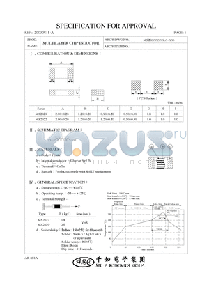MS20226R8ML datasheet - MULTILAYER CHIP INDUCTOR