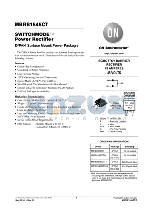 MBRB1545CTT4G datasheet - SWITCHMODE Power Rectifier