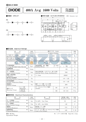 PC40016 datasheet - DIODE 400A Avg 1600 Volts