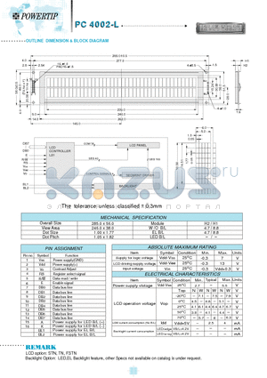 PC4002L datasheet - OUTLINE DIMENSION & BLOCK DIAGRAM