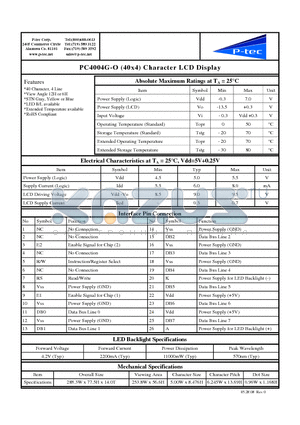 PC4004G-O datasheet - Character LCD Display