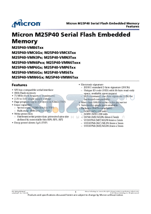 M25P40_12 datasheet - Micron M25P40 Serial Flash Embedded Memory