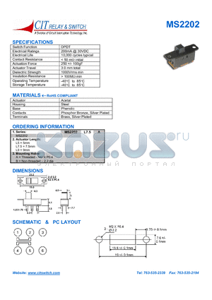 MS2202L5B datasheet - CIT SWITCH