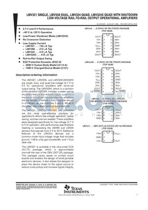 LMV358QPWE4 datasheet - LOW-VOLTAGE RAIL-TO-RAIL OUTPUT OPERATIONAL AMPLIFIERS