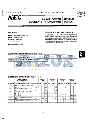 NEX230354 datasheet - 2.3 GHz POWER OSCILLATOR TRANSISTOR