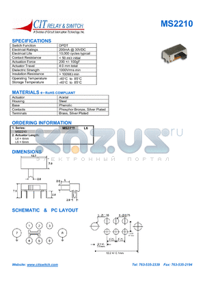 MS2210L4 datasheet - CIT SWITCH