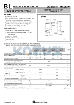 MBRB1650CT datasheet - DUAL SCHOTTKY RECTIFIERS