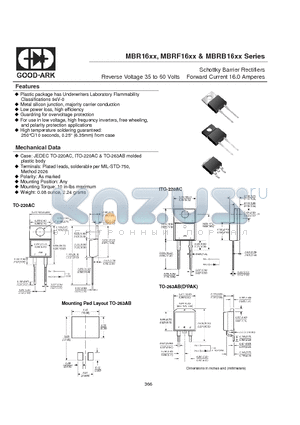 MBRB1660 datasheet - Schottky Barrier Rectifiers