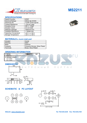 MS2211L4 datasheet - CIT SWITCH